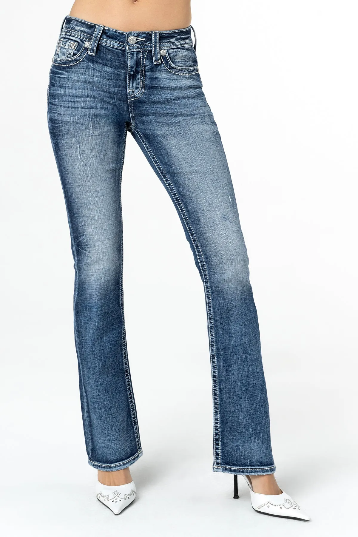 Pink and Blue Hues Bootcut Jeans