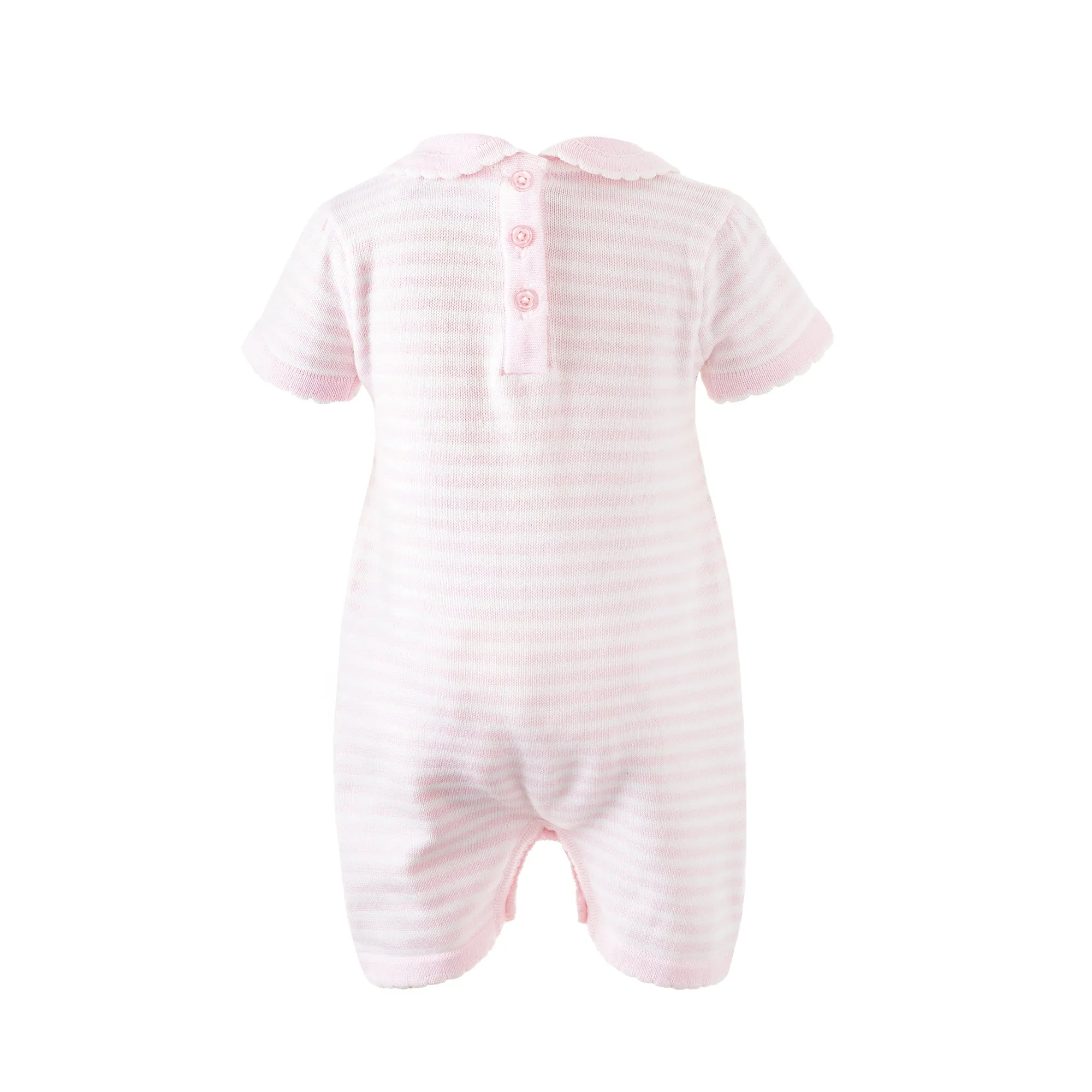 Pink Striped Knitted Babysuit
