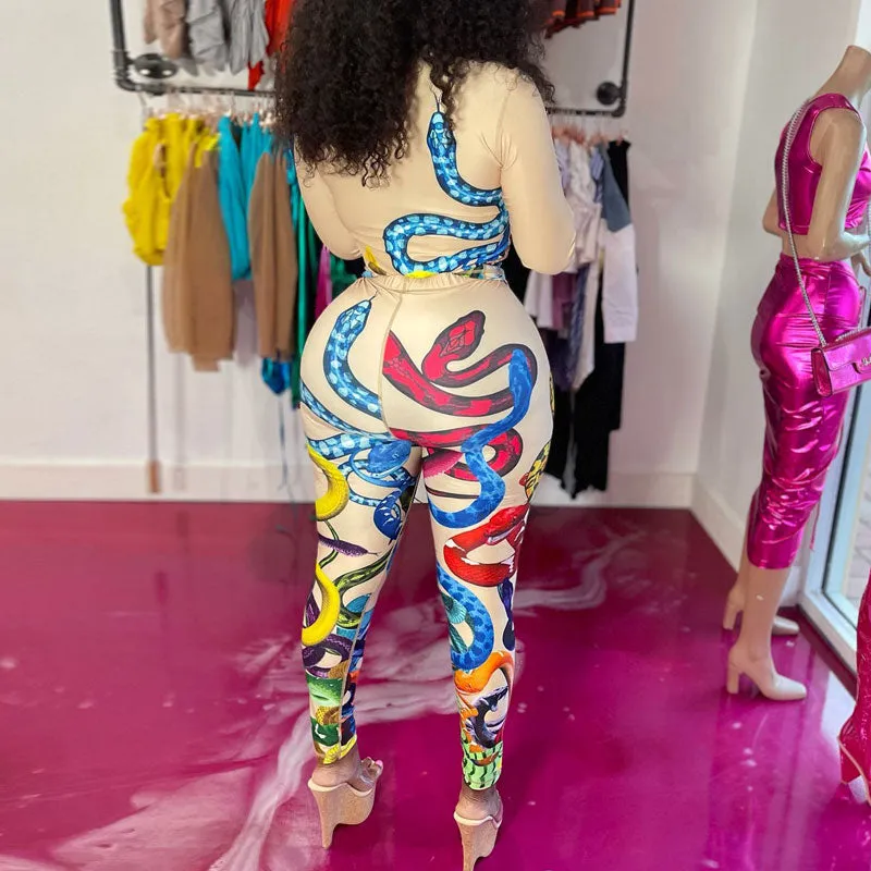 Print Long Sleeve Top & Pants Set