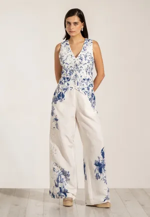 Quanta blue waist coat and wide pants