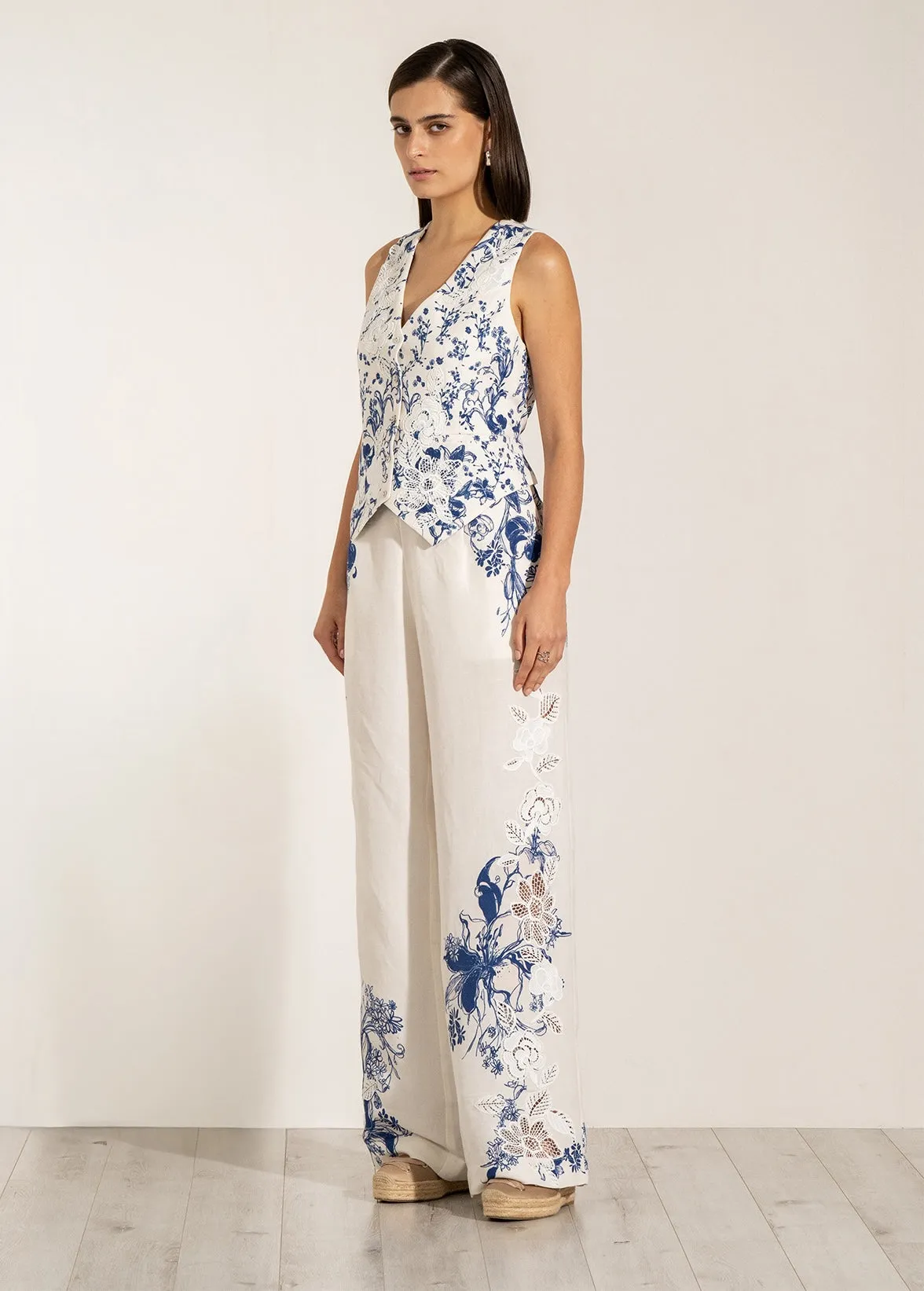Quanta blue waist coat and wide pants