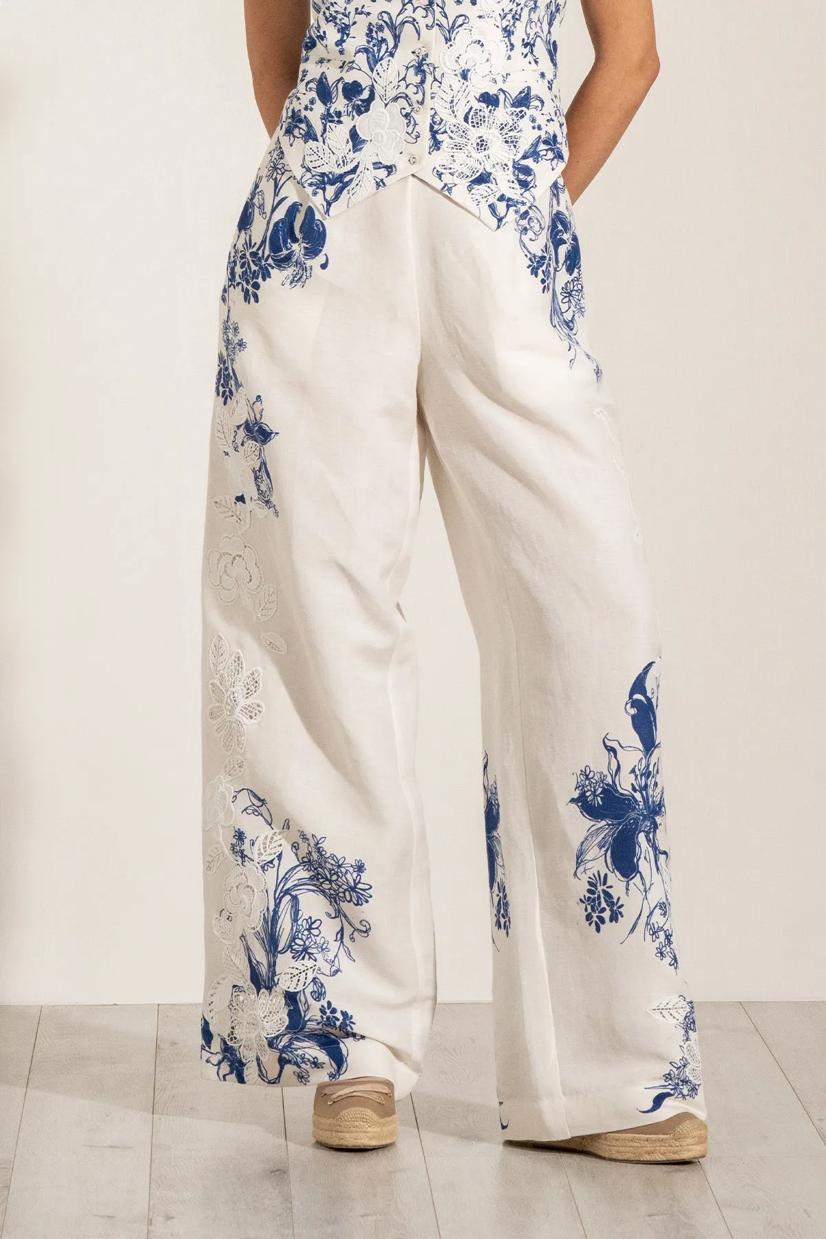 Quanta blue waist coat and wide pants
