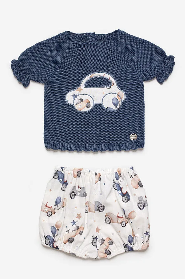 "Aston" Midnight Blue Knit Car Top & Jam Pants