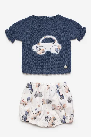 "Aston" Midnight Blue Knit Car Top & Jam Pants