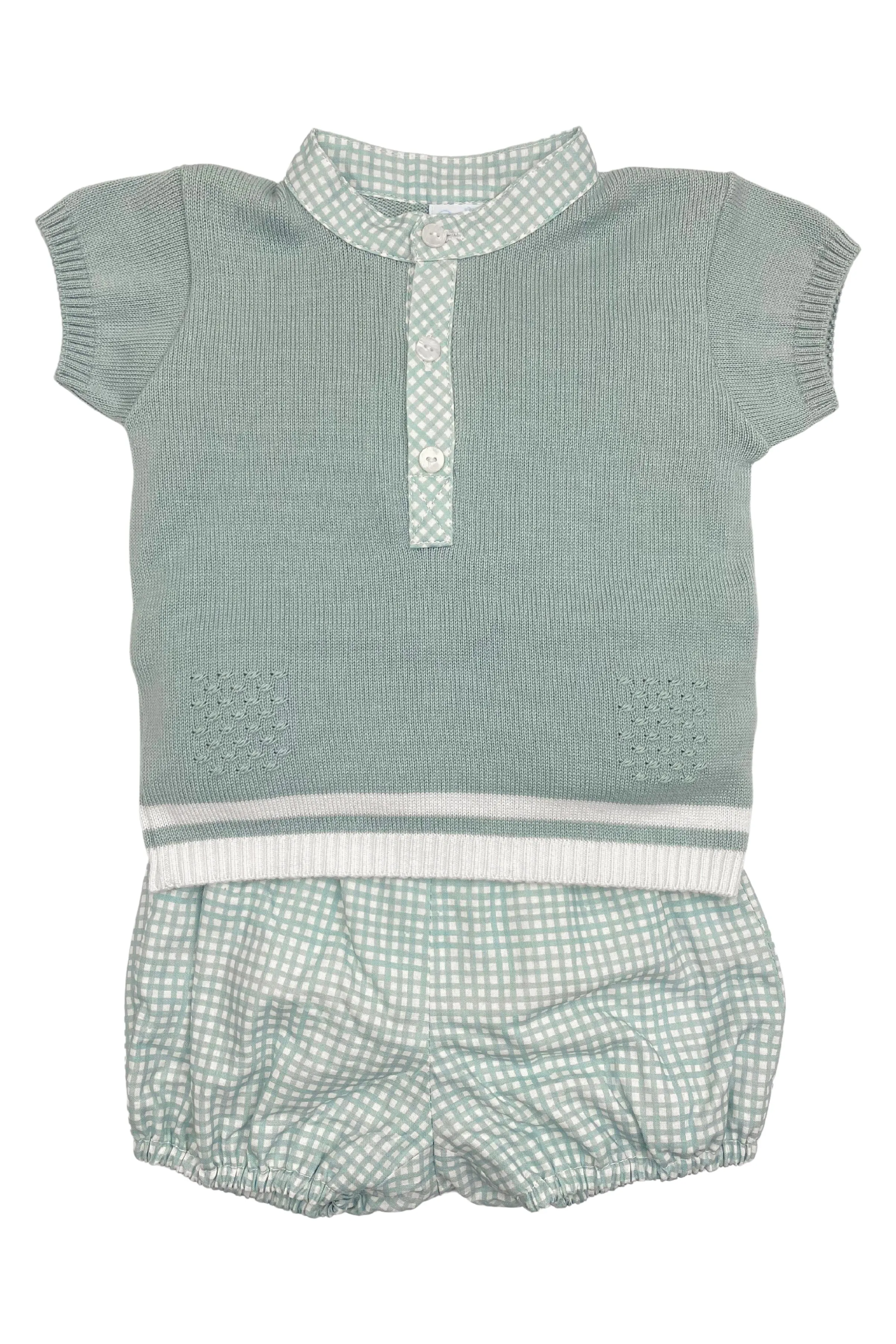 "Benjamin" Teal Knit Top & Checked Jam Pants