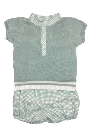 "Benjamin" Teal Knit Top & Checked Jam Pants