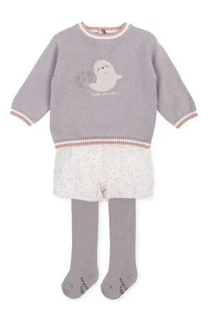 "Devin" Grey Knit Seal Top, Jam Pants & Tights