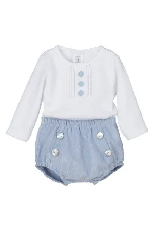 "Harvey" White Top & Blue Jam Pants