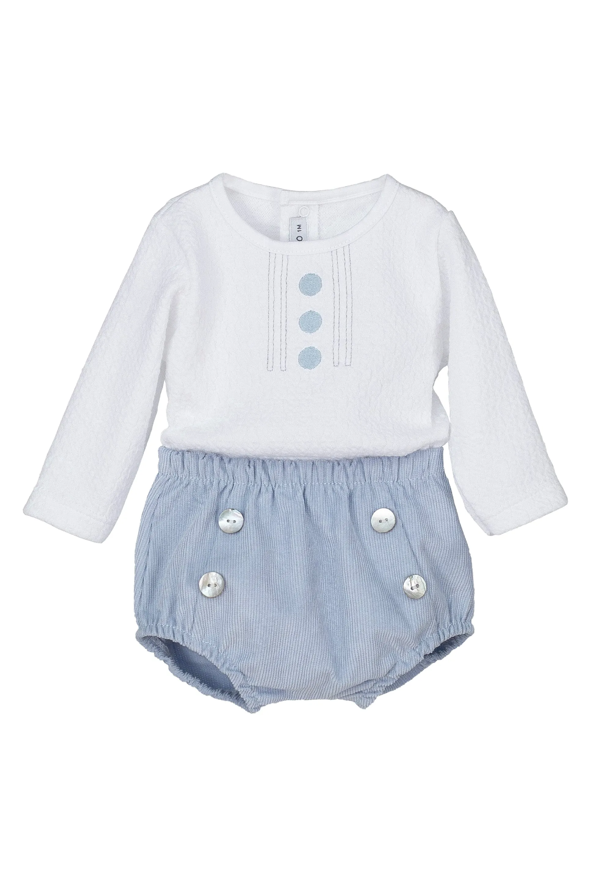 "Harvey" White Top & Blue Jam Pants