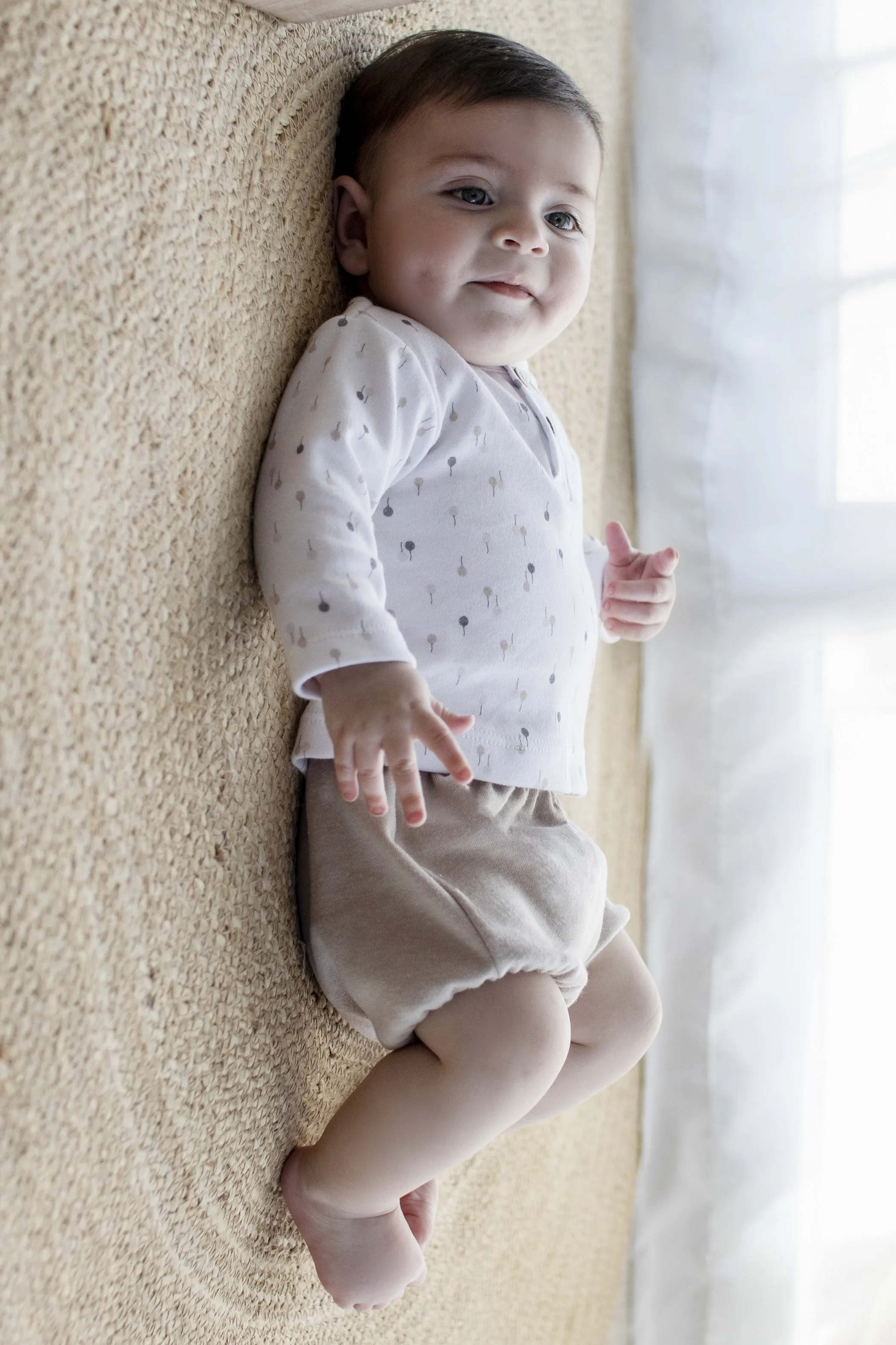 "Jude" Sand Balloon Print Top & Jam Pants