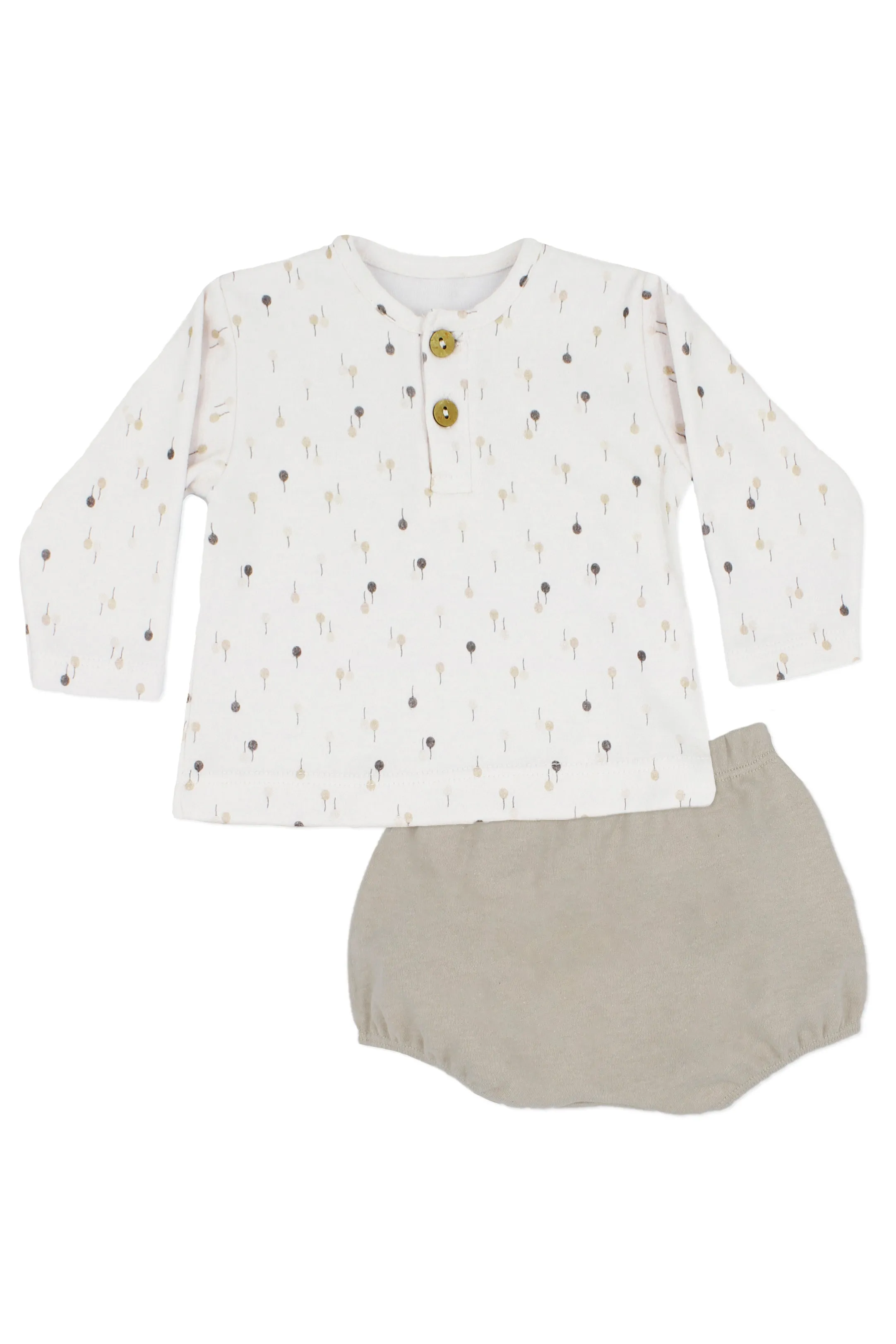 "Jude" Sand Balloon Print Top & Jam Pants