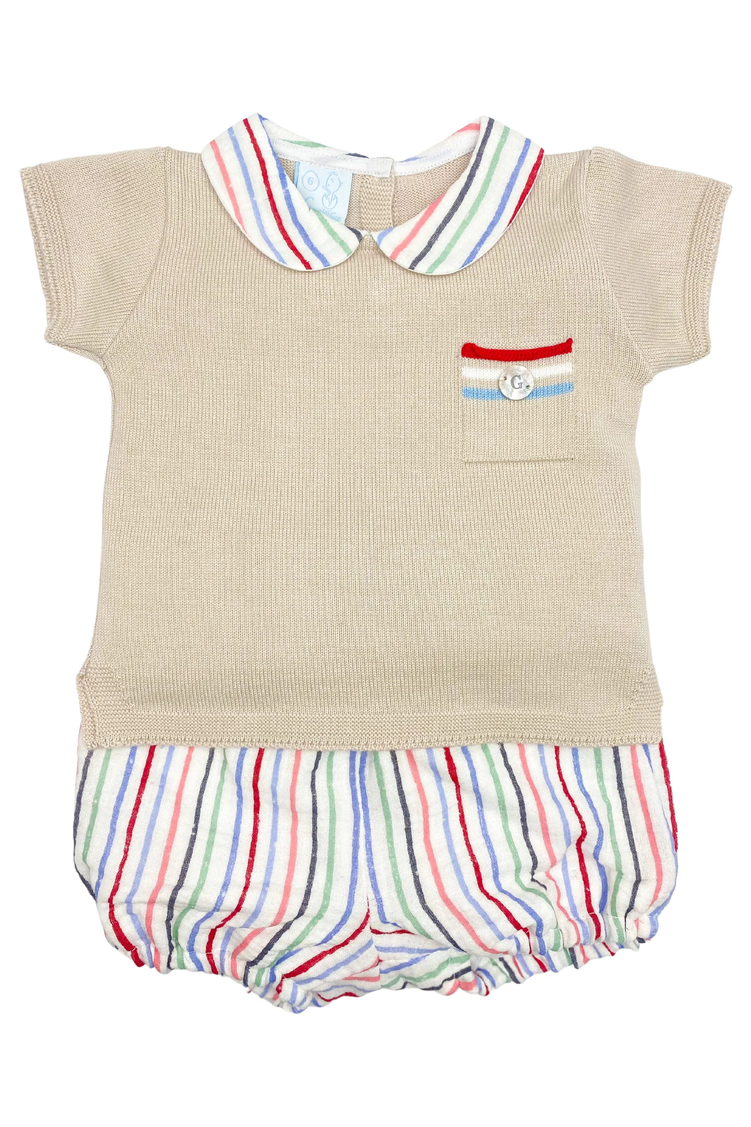 "Nico" Stone Knit Top & Striped Jam Pants