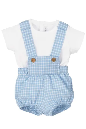 "Noah" T-Shirt & Blue Gingham Jam Pants