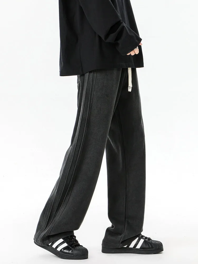 Retro Washed Wide-Leg Warm Pants