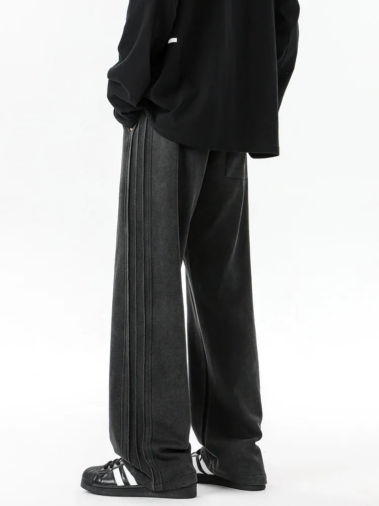 Retro Washed Wide-Leg Warm Pants