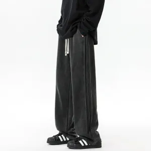 Retro Washed Wide-Leg Warm Pants