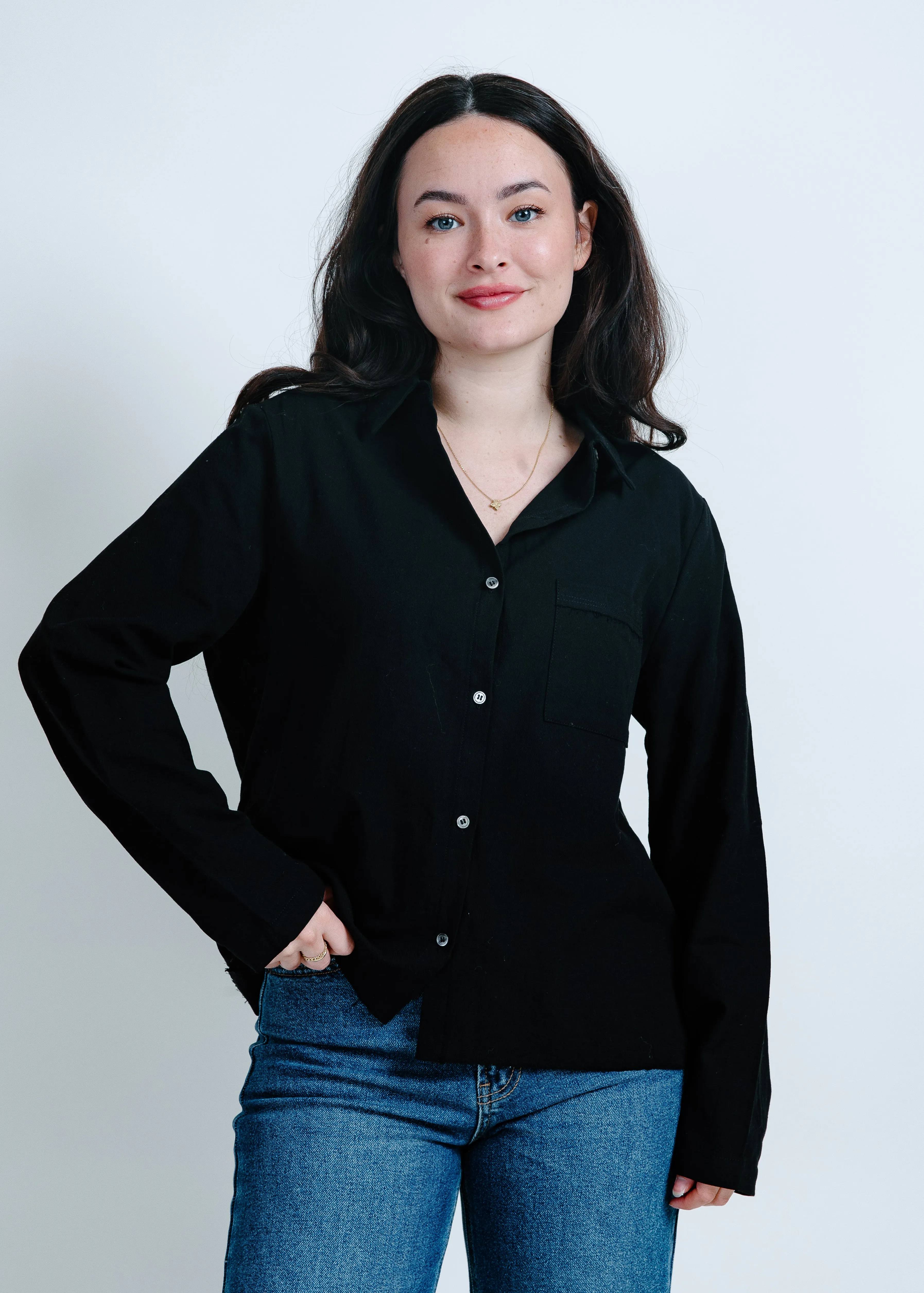 Sadie Button Down Top - Black