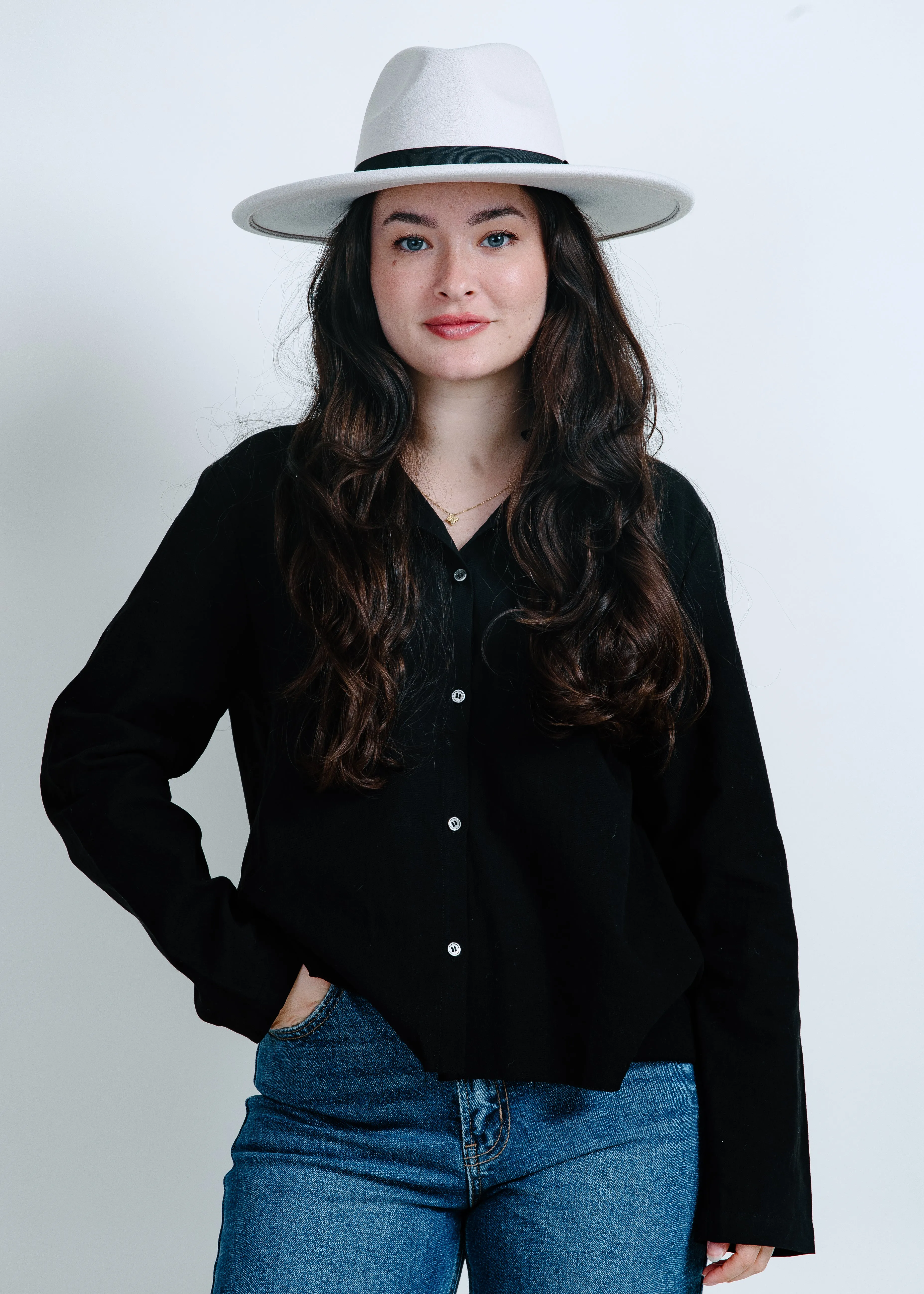 Sadie Button Down Top - Black