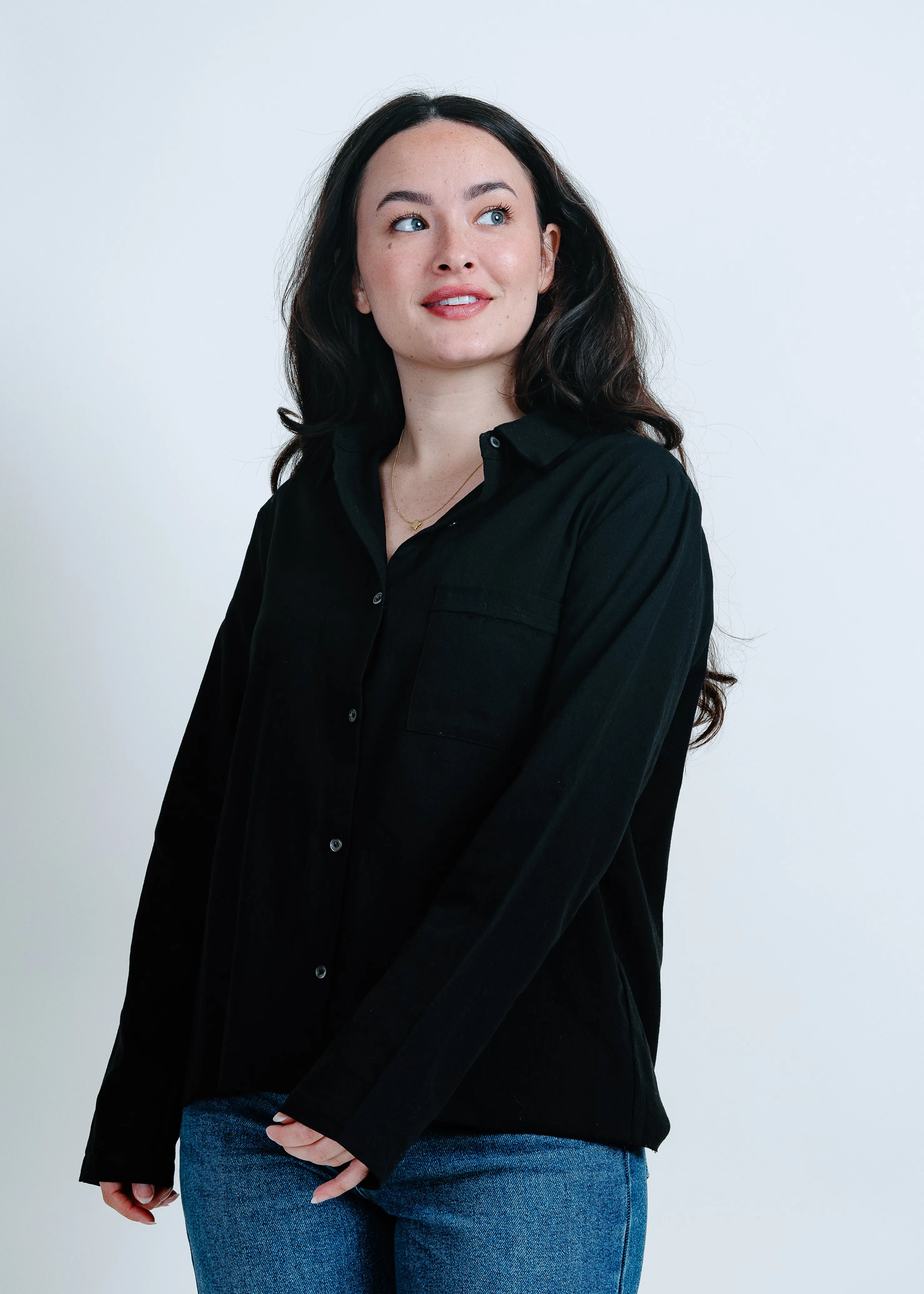 Sadie Button Down Top - Black