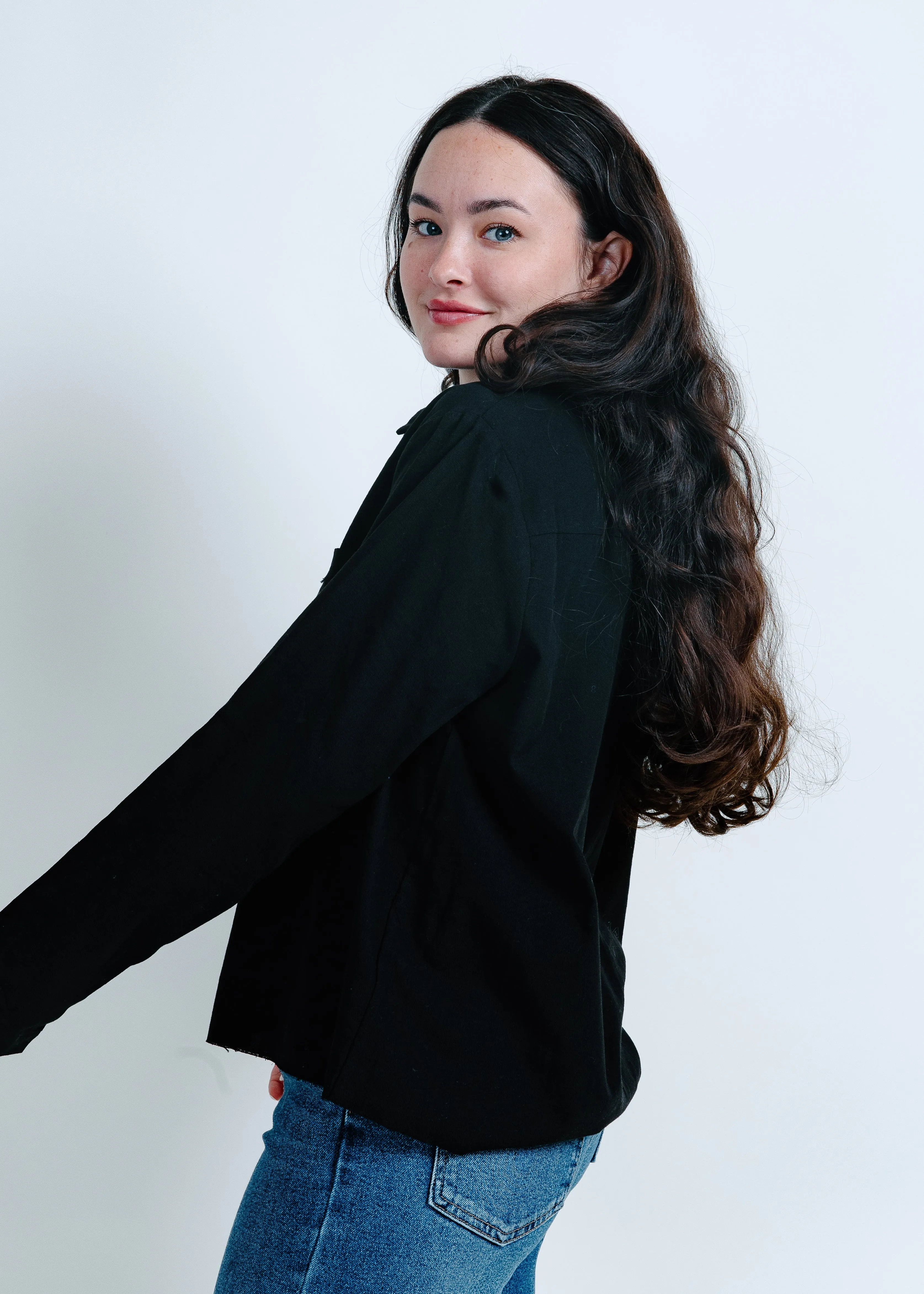Sadie Button Down Top - Black