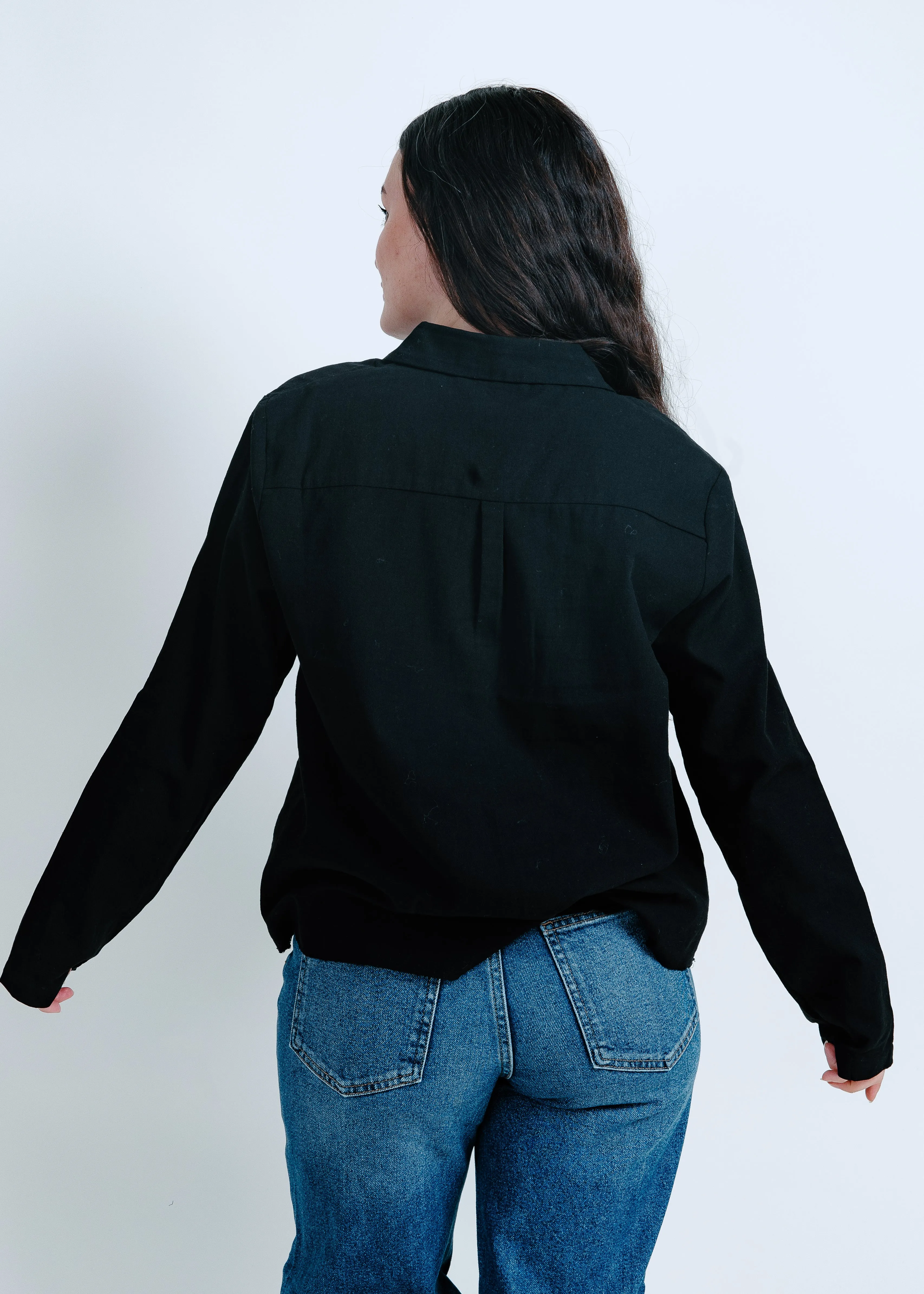 Sadie Button Down Top - Black