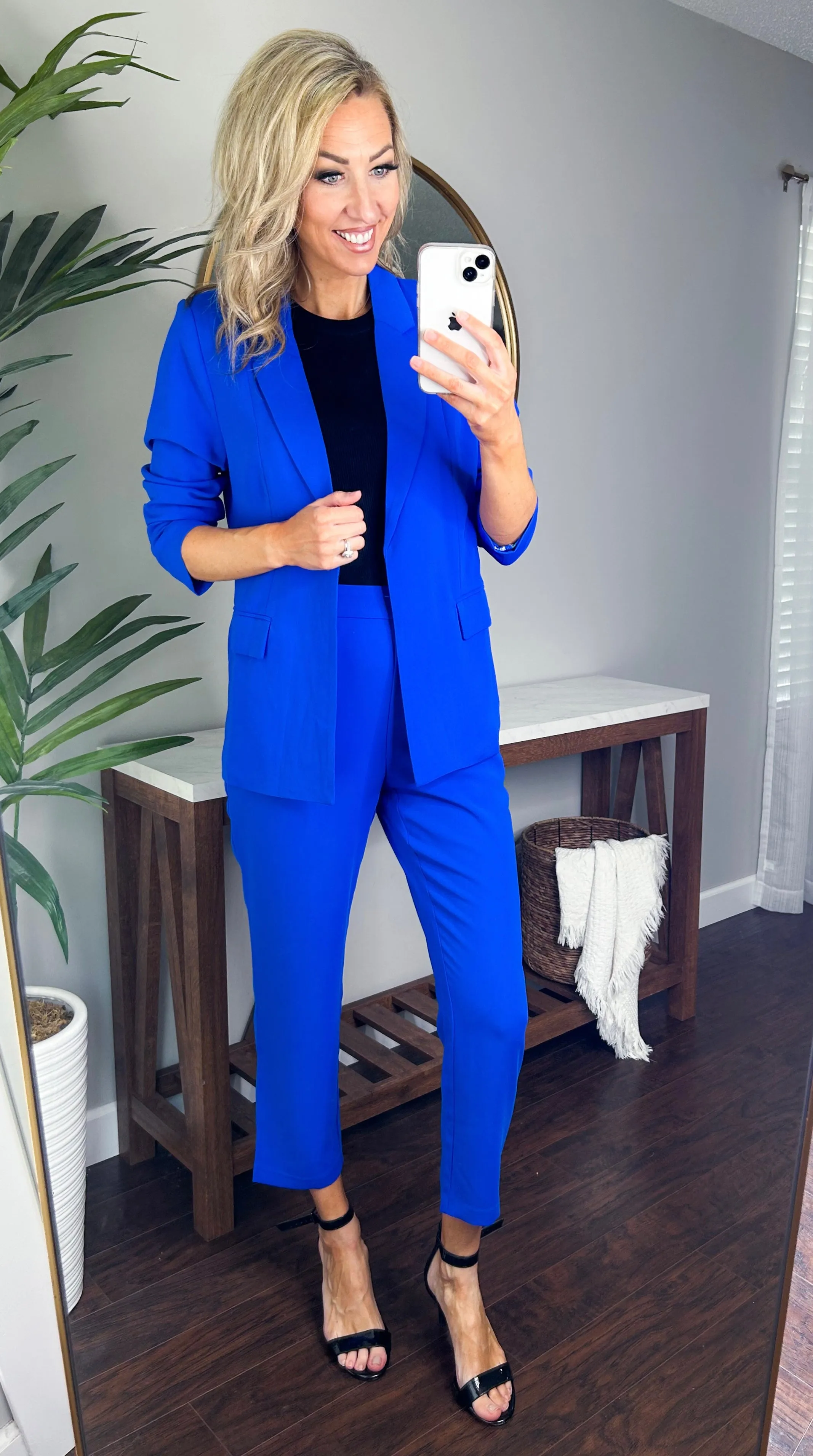 Scarlett Floral Lined Blazer (Electric Blue)