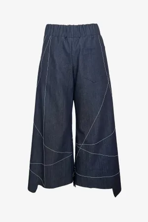 Scribble Step Stitch Pants V2 | Darker Denim