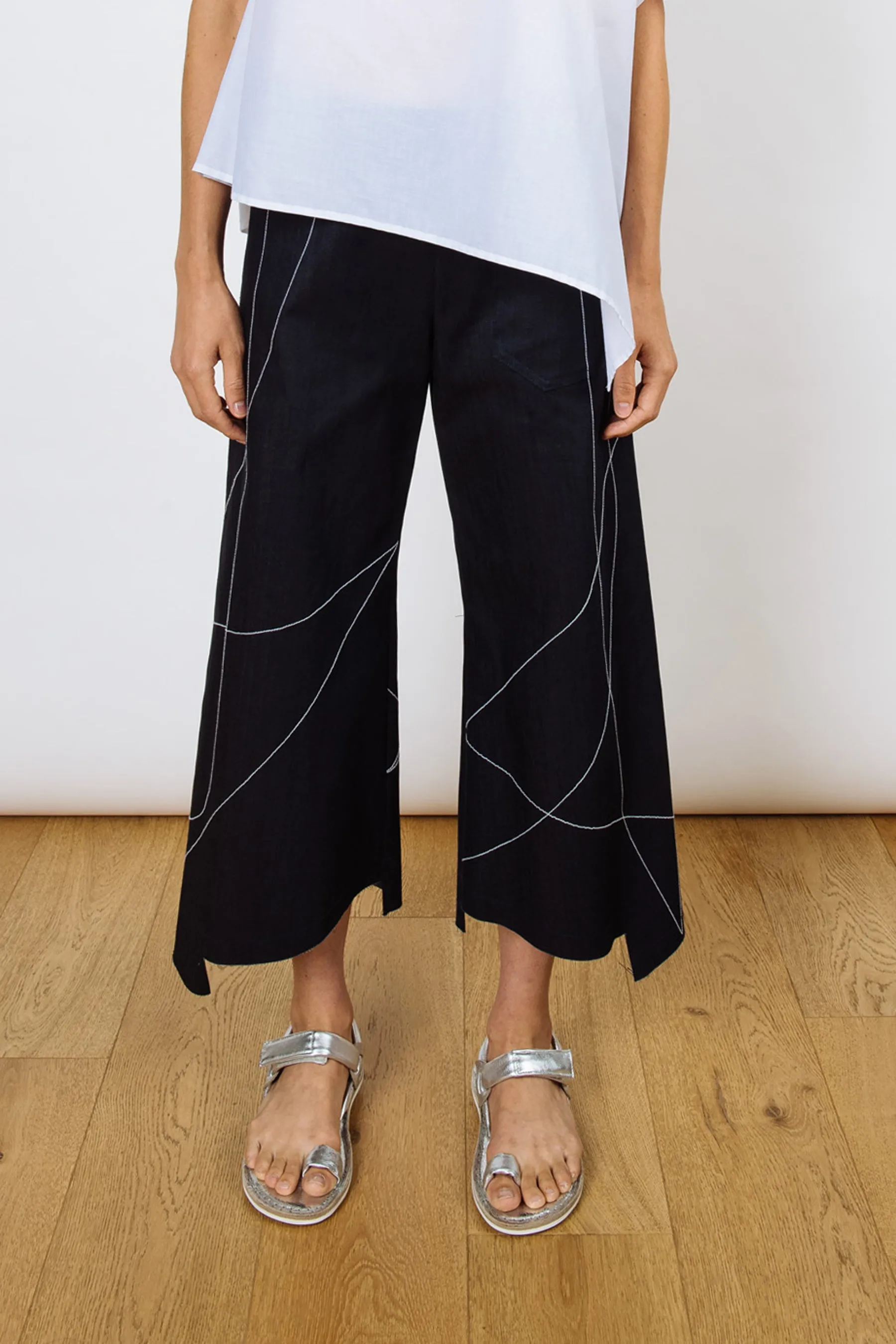 Scribble Step Stitch Pants V2 | Darker Denim