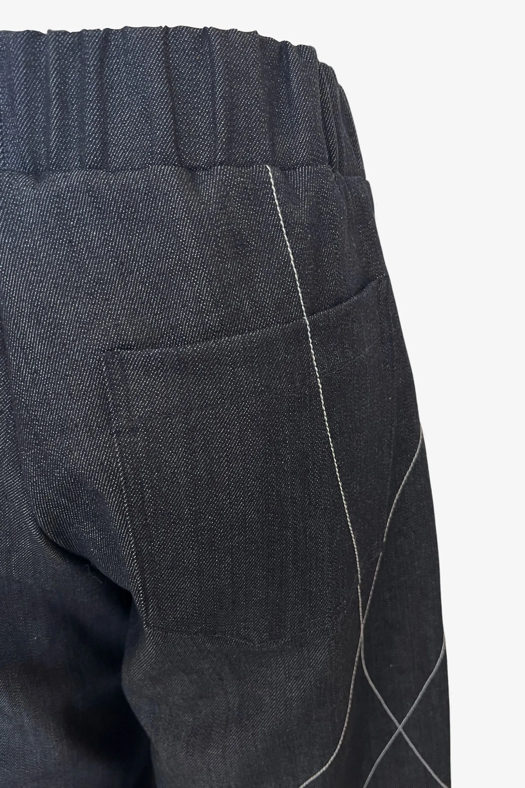 Scribble Step Stitch Pants V2 | Darker Denim