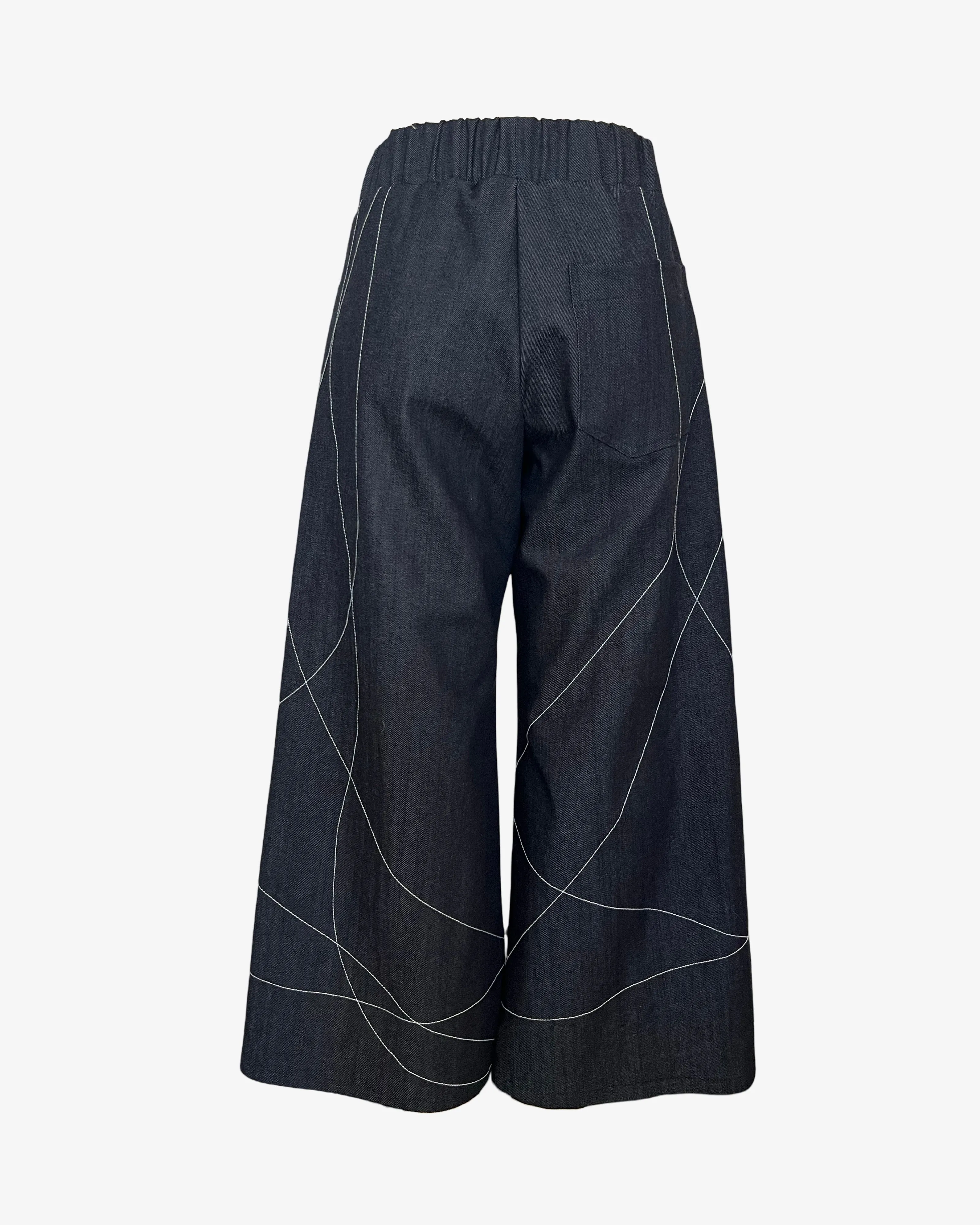 Scribble Step Stitch Pants V2 | Darker Denim