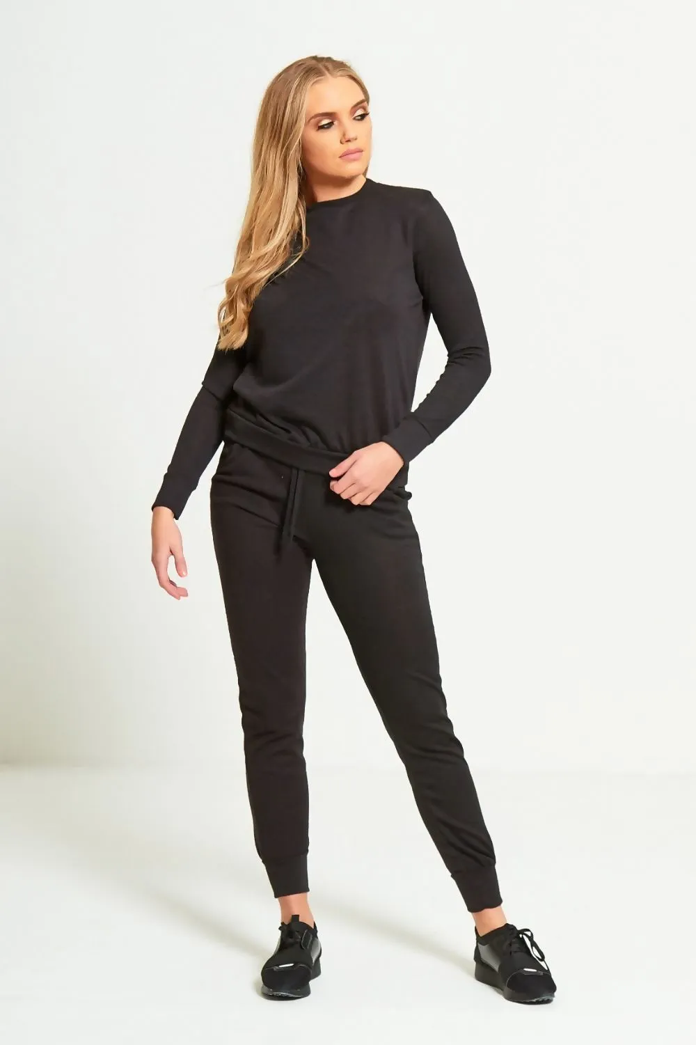 Simple Lightweight Cozy Black Tracksuit