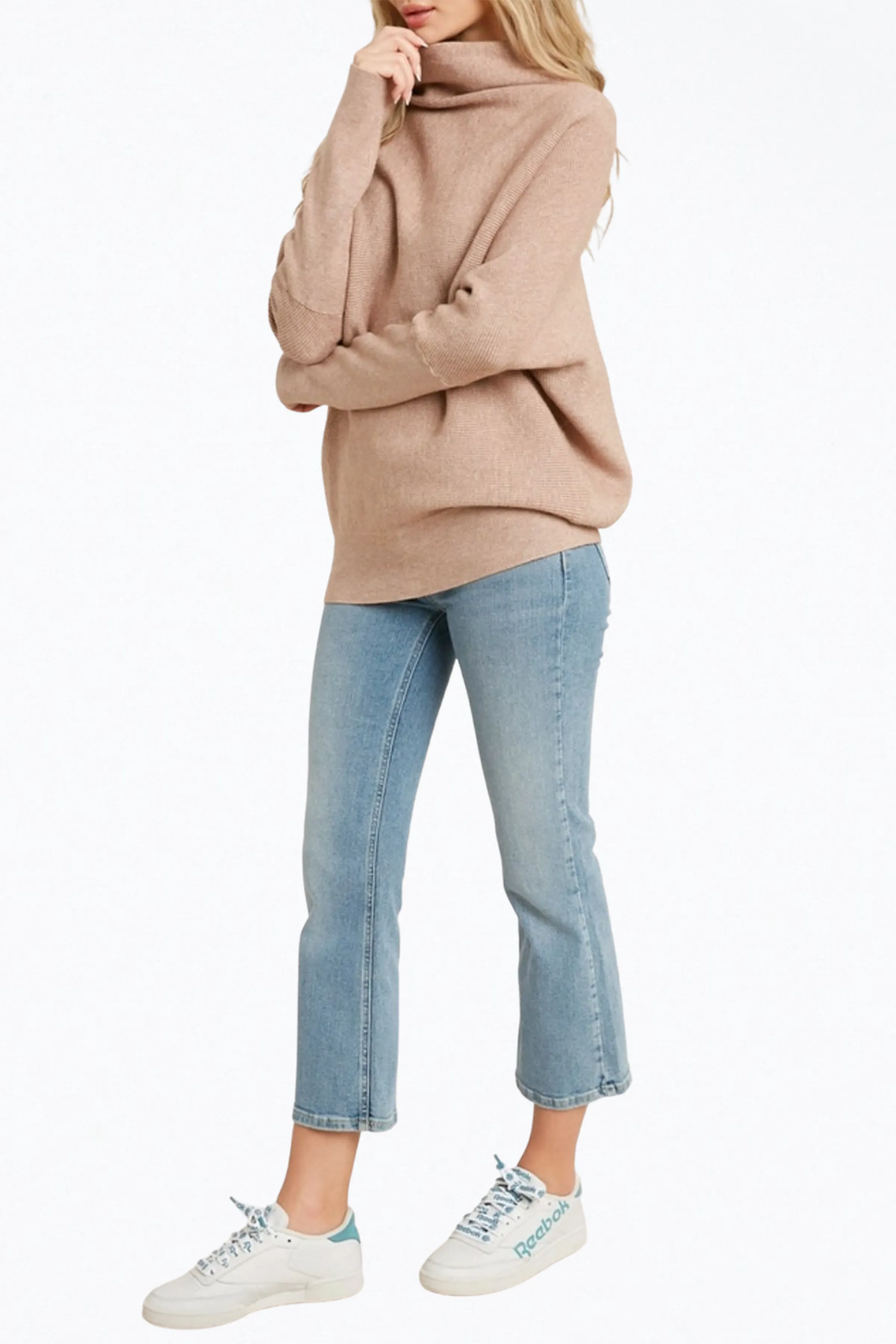 SLOUCH-NECK DOLMAN PULLOVER