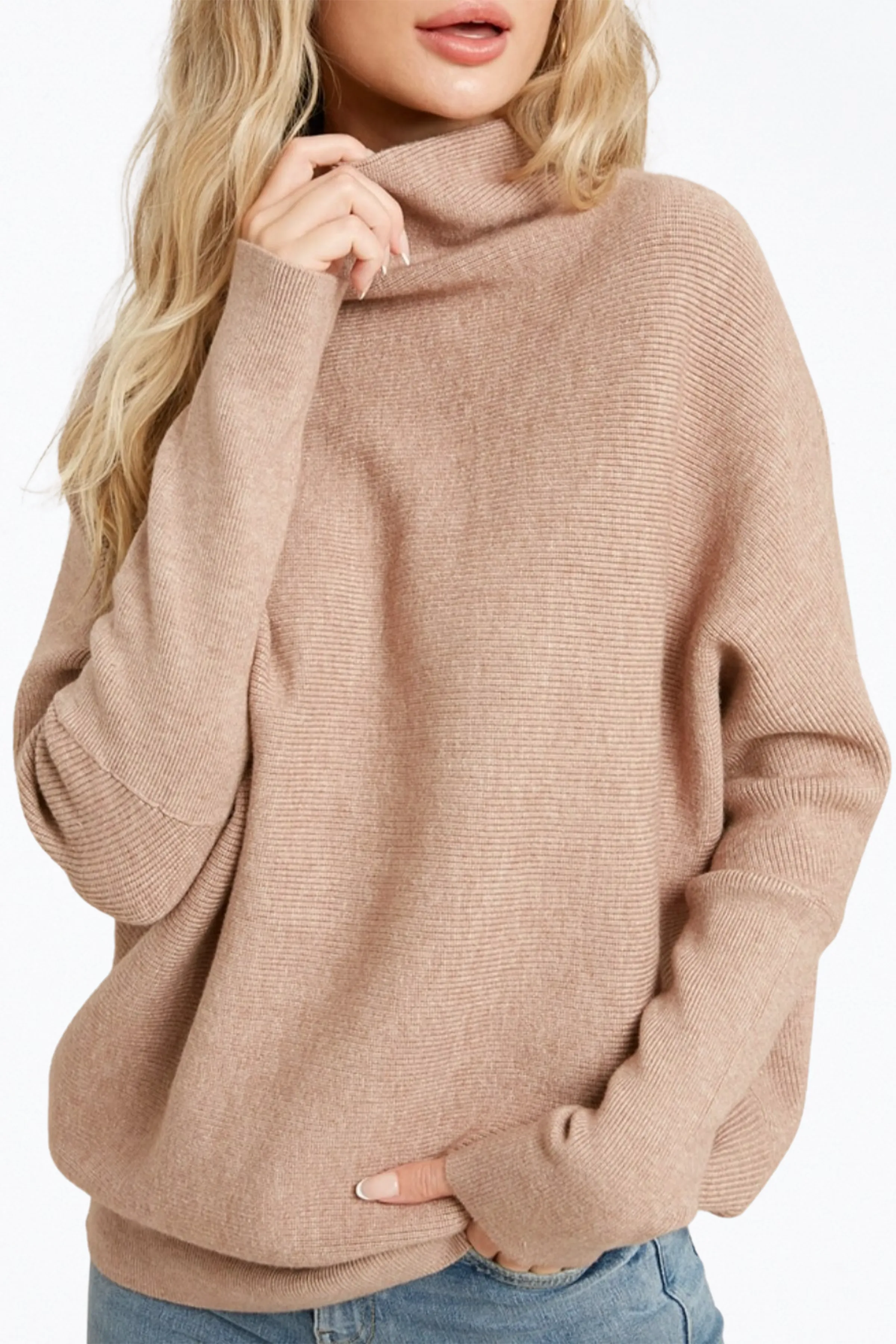 SLOUCH-NECK DOLMAN PULLOVER