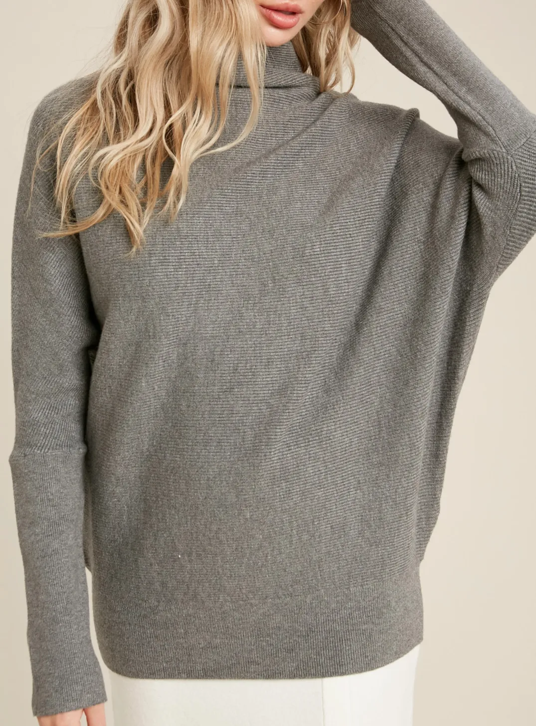 SLOUCH-NECK DOLMAN PULLOVER
