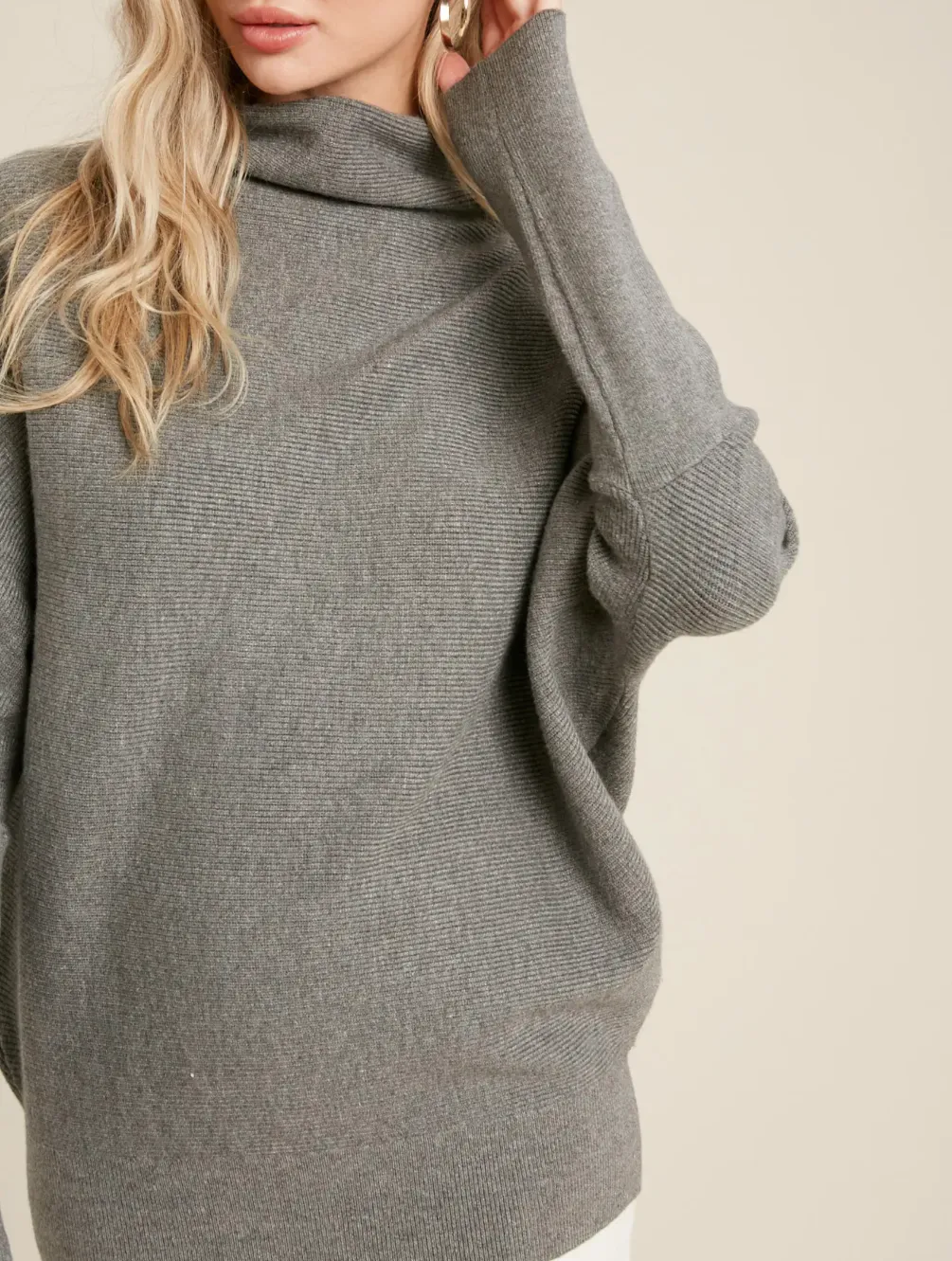 SLOUCH-NECK DOLMAN PULLOVER