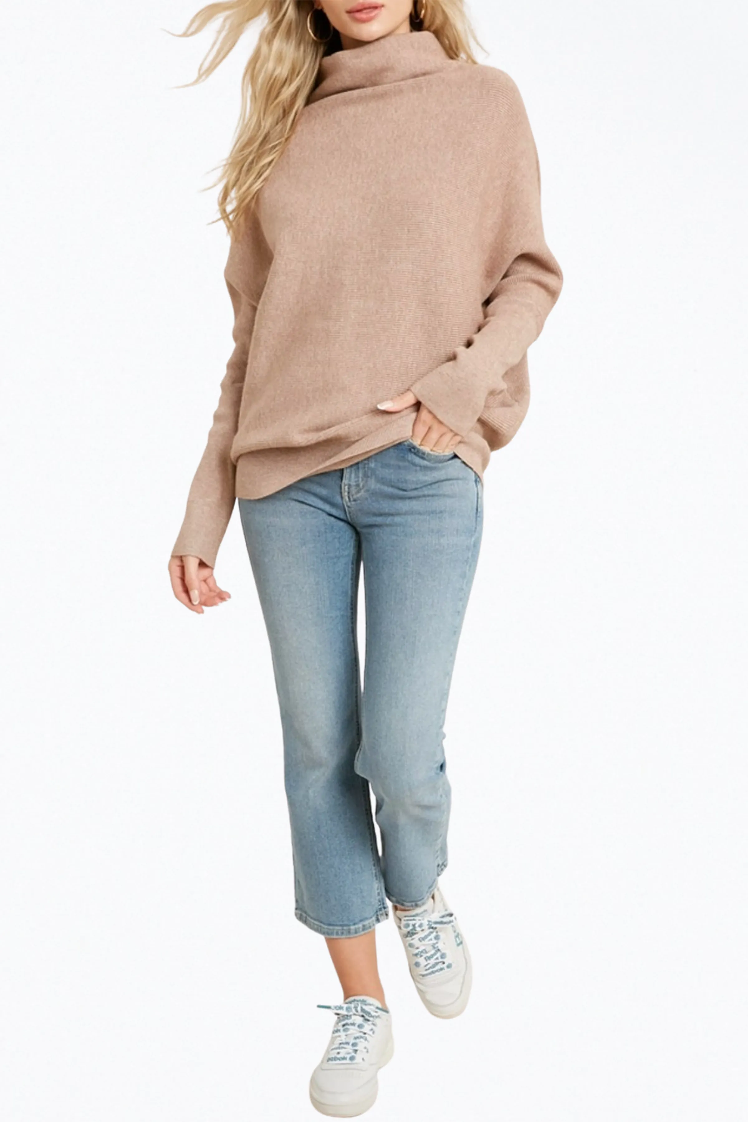 SLOUCH-NECK DOLMAN PULLOVER