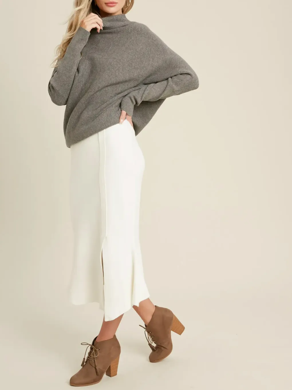 SLOUCH-NECK DOLMAN PULLOVER