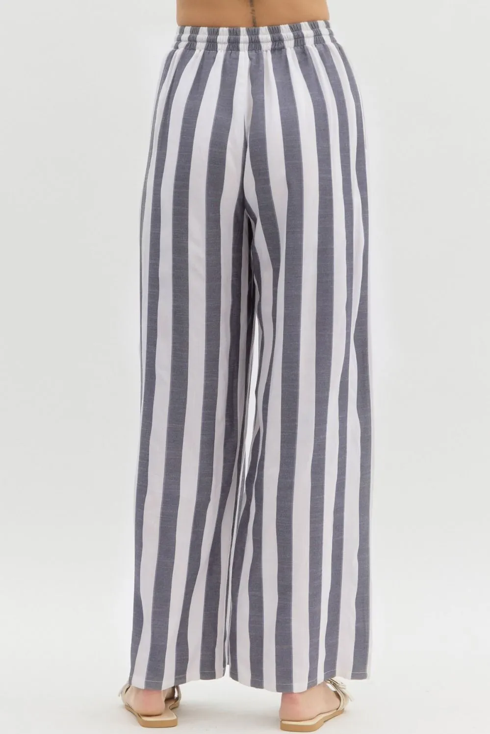 Stripe Print High-Waist Wide Leg Pants