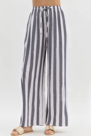 Stripe Print High-Waist Wide Leg Pants
