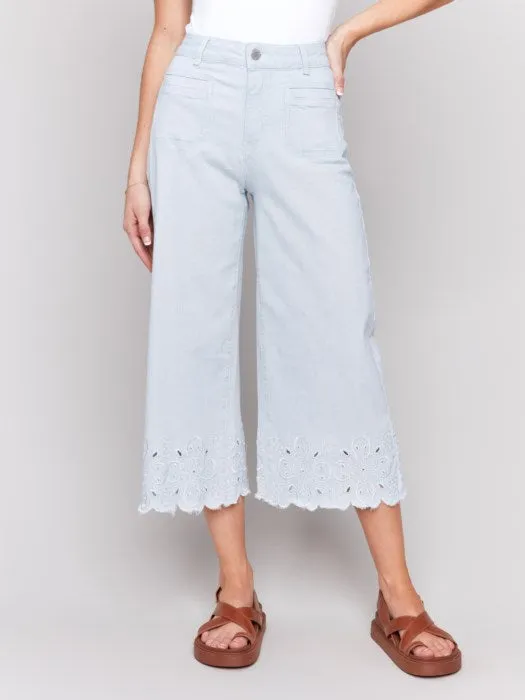 Stripes Wide Leg Crop Pant