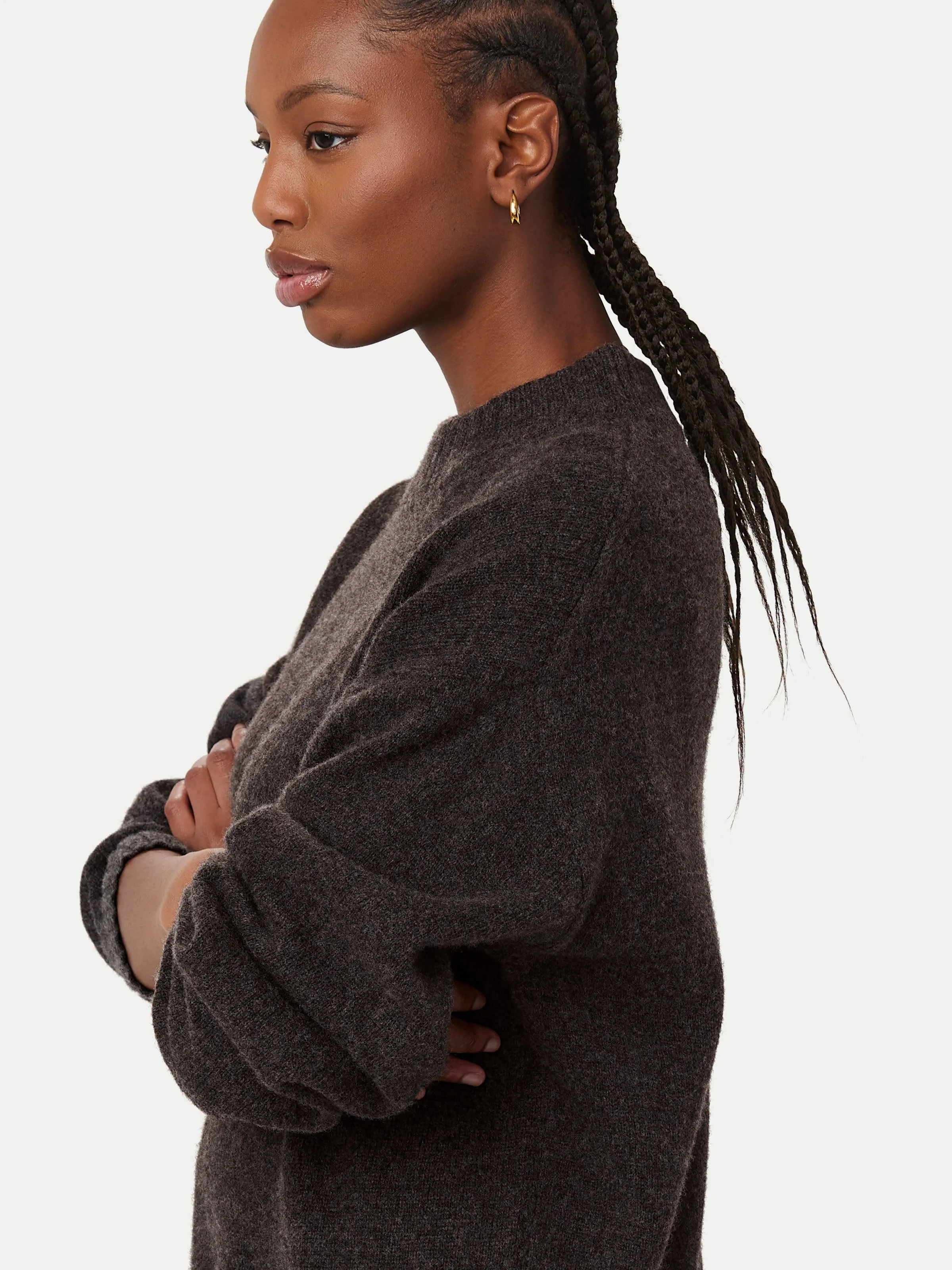 The Yak Wool Crewneck  in Charcoal Grey