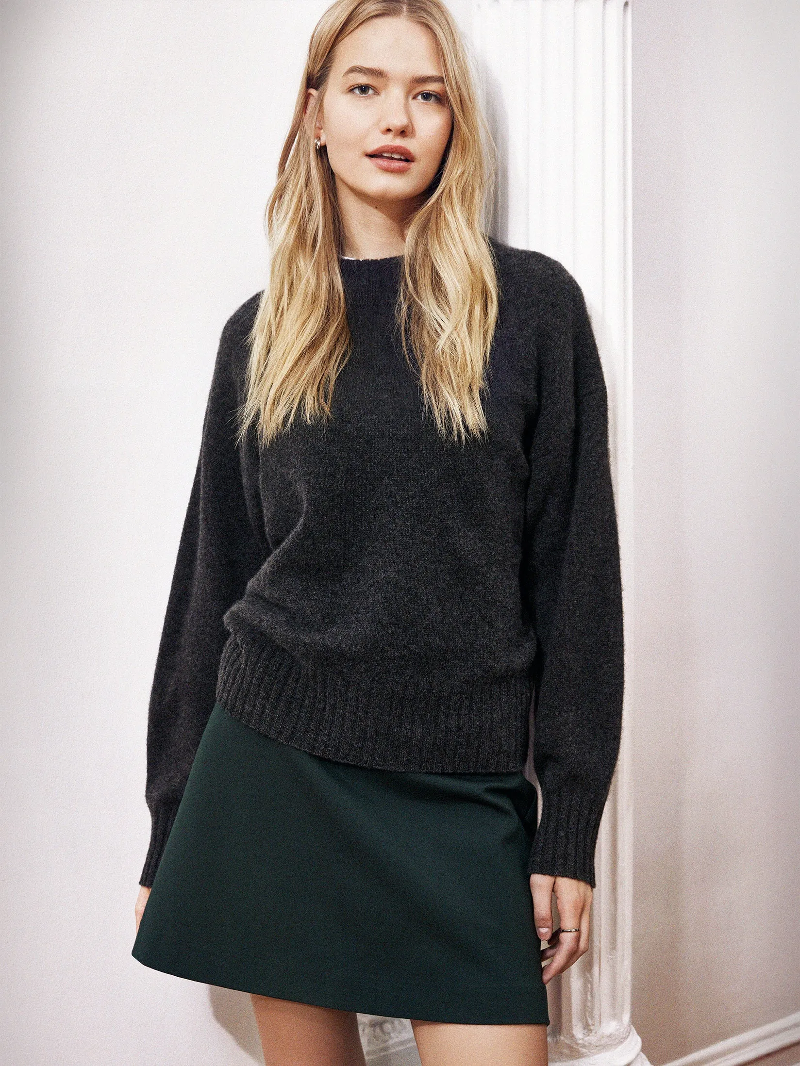 The Yak Wool Crewneck  in Charcoal Grey