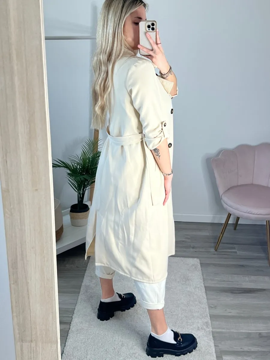 Trench beige con cintura