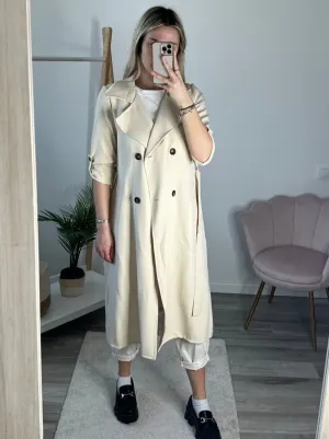 Trench beige con cintura