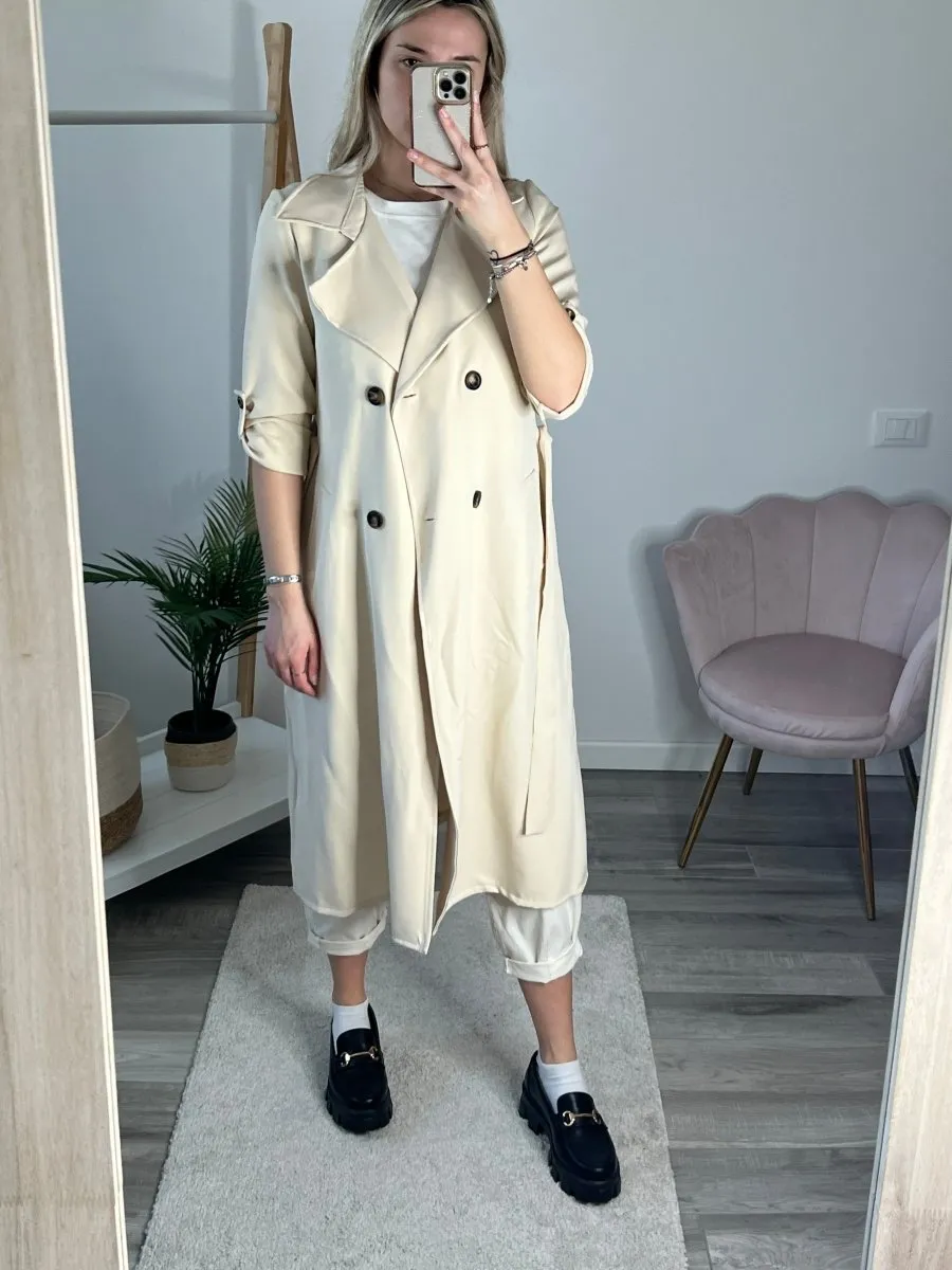 Trench beige con cintura