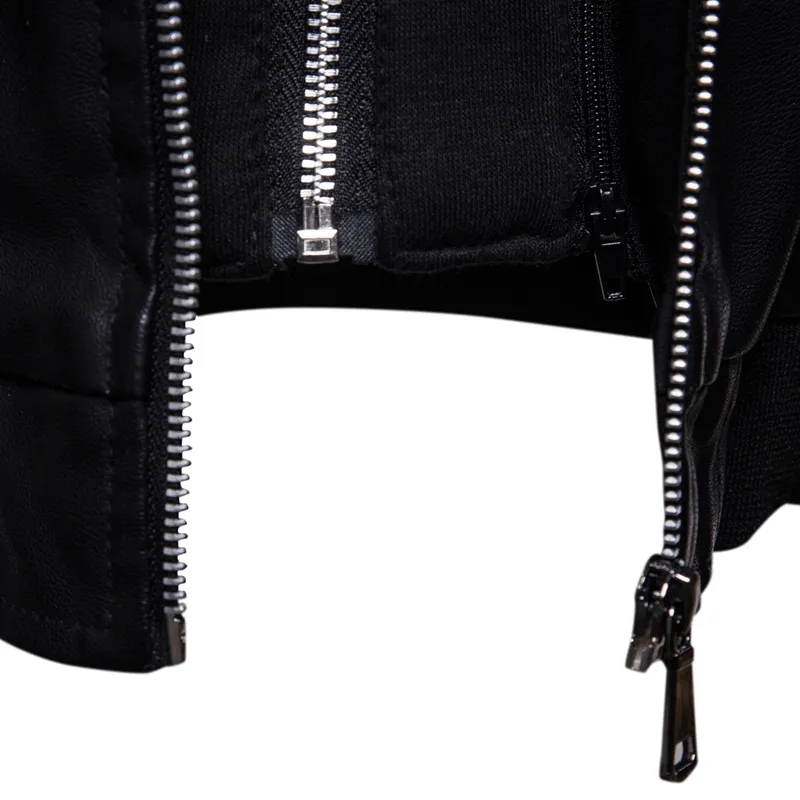 US SALE of Fake Two-Pieces Motorcycle PU Leather Men's Jacket