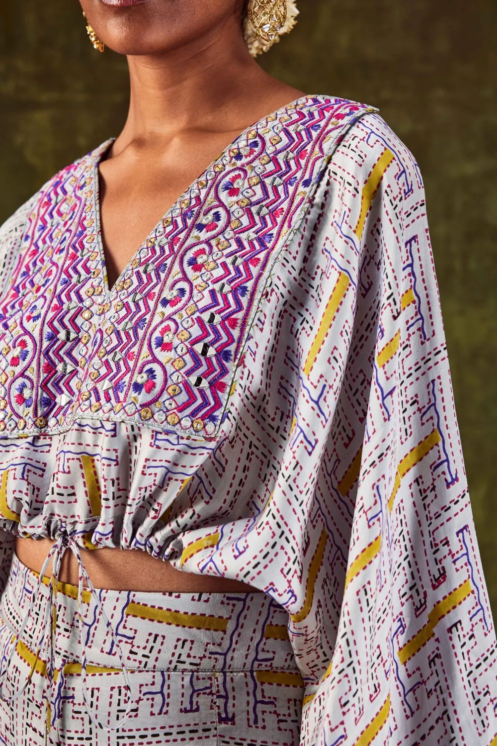 V Neck Top With Wide Leg Pleated Pants