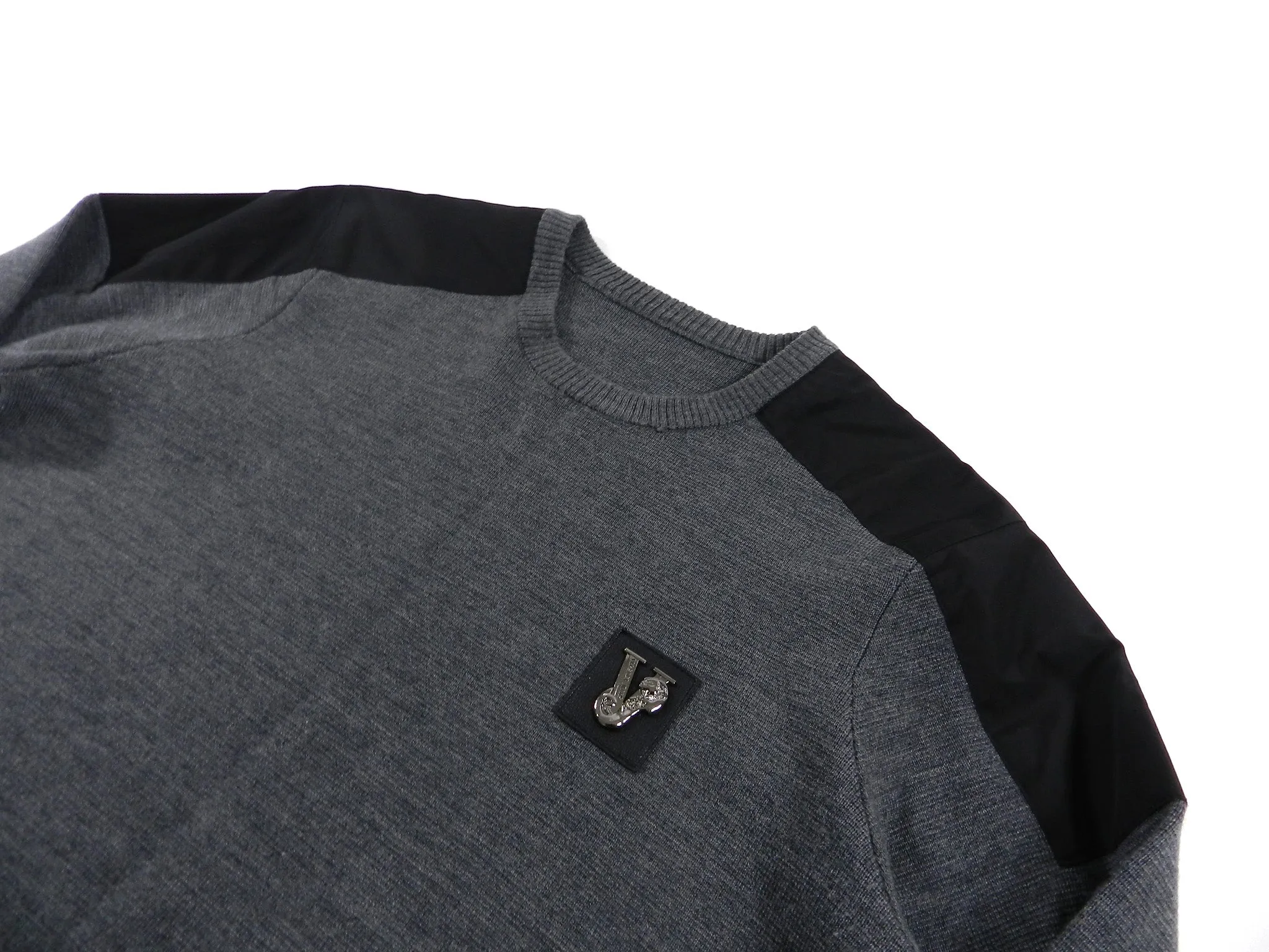 Versace Jeans Fall 2013 Grey and Black Sweater With Silver Logo - M