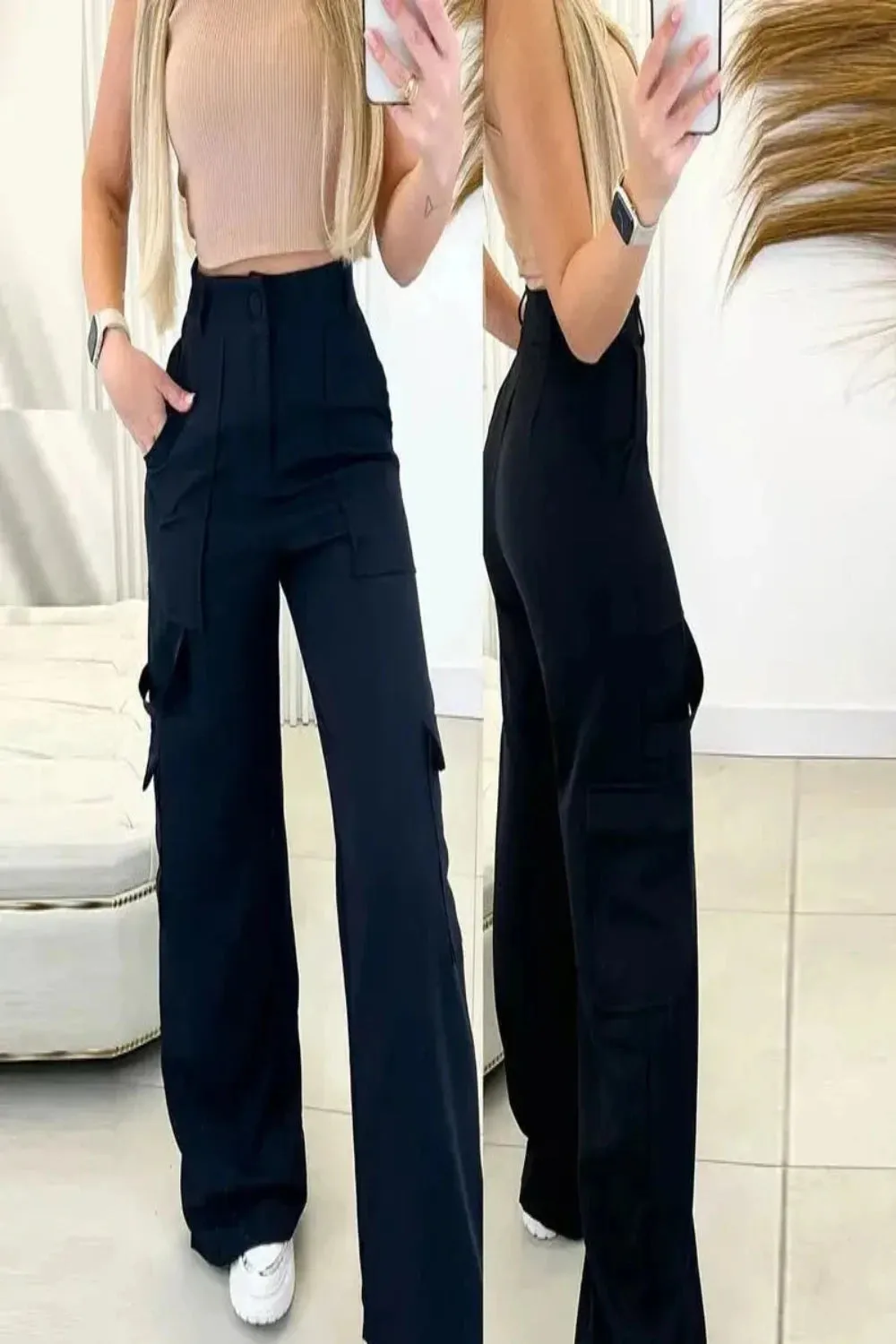 Wide Leg Cargo Pants Trousers