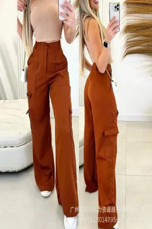 Wide Leg Cargo Pants Trousers